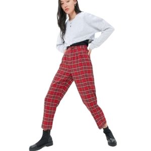 URBAN RENEWAL red plaid high waist tapered pants